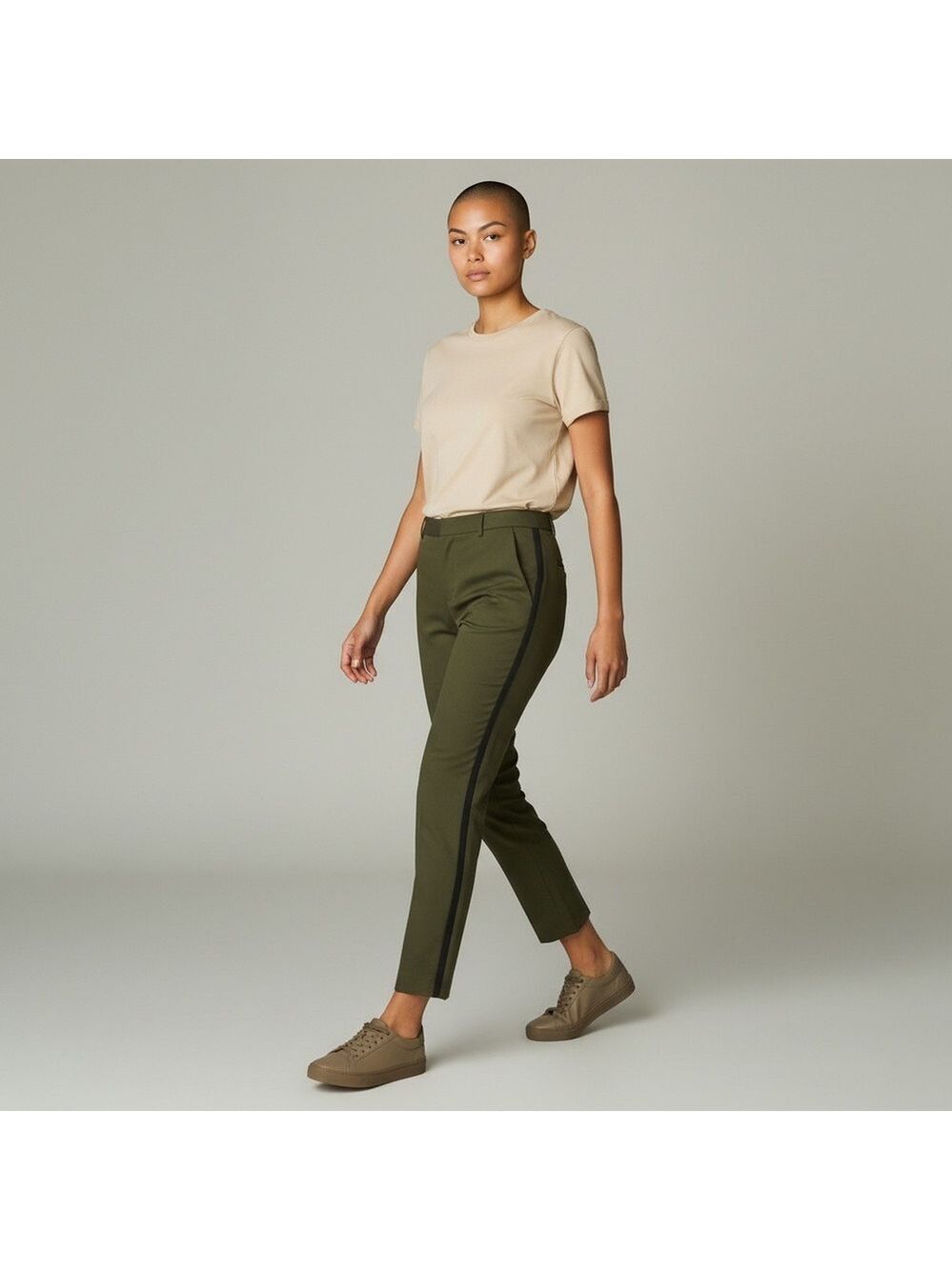 Zara Olive Tuxedo Ankle Pant